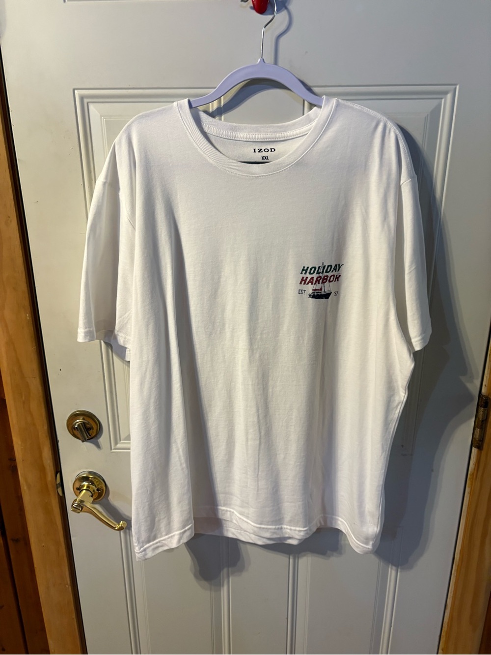 IZOD Men's White 'Holiday Harbor' Graphic Tee Size XXL